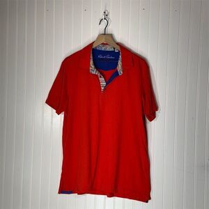 Robert Graham‎ Men’s XL Classic Fit Polo Shirt Red Paisley & Stripe Trim  Preppy